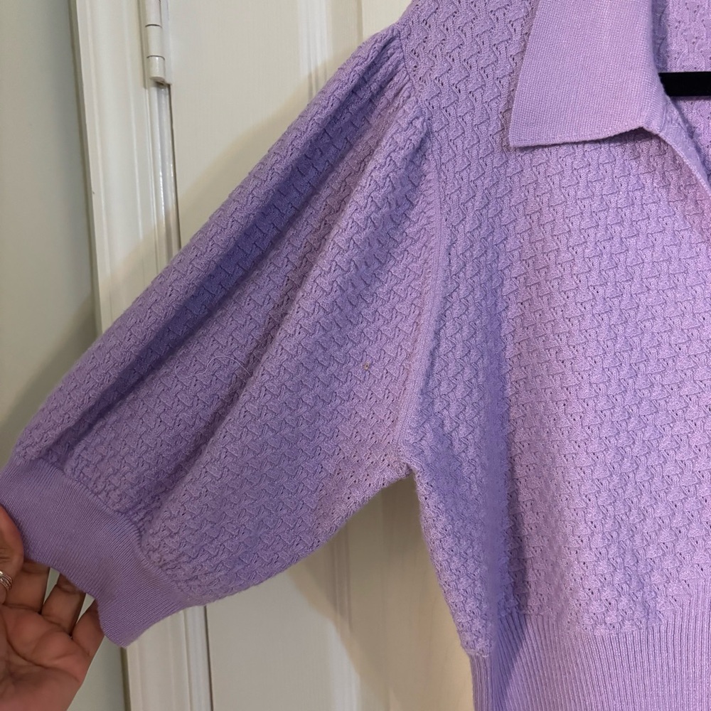 Express Lilac Collared Patterned Knit Short Puff … - image 3